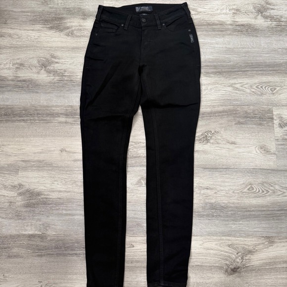 Silver Jeans Aiko High‎ Skinny Black Denim Jeans Womens Size 26/31 - Picture 2 of 12